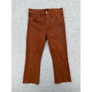 Joe's The Callie Coated Cotton Leather Brown Look High-Rise Cropped Bootcut Jean